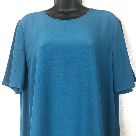 EILEEN FISHER blue viscose shift dress Sz Small - Picture 3 of 15
